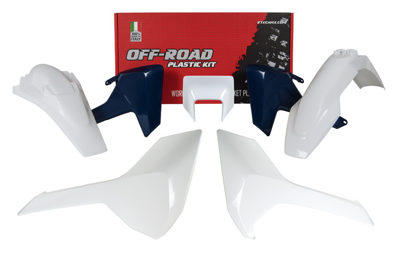 RTech Plastic Kit for Husqvarna TE, FE and TX Bikes (2017-2019) - 5 PCS - (Husqvarna Blue/White)