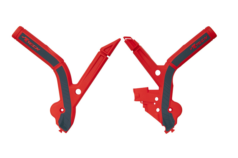 RTech Bi-Material Frame Protectors for Beta RX 450 Bikes (2024) - (Red/Black)