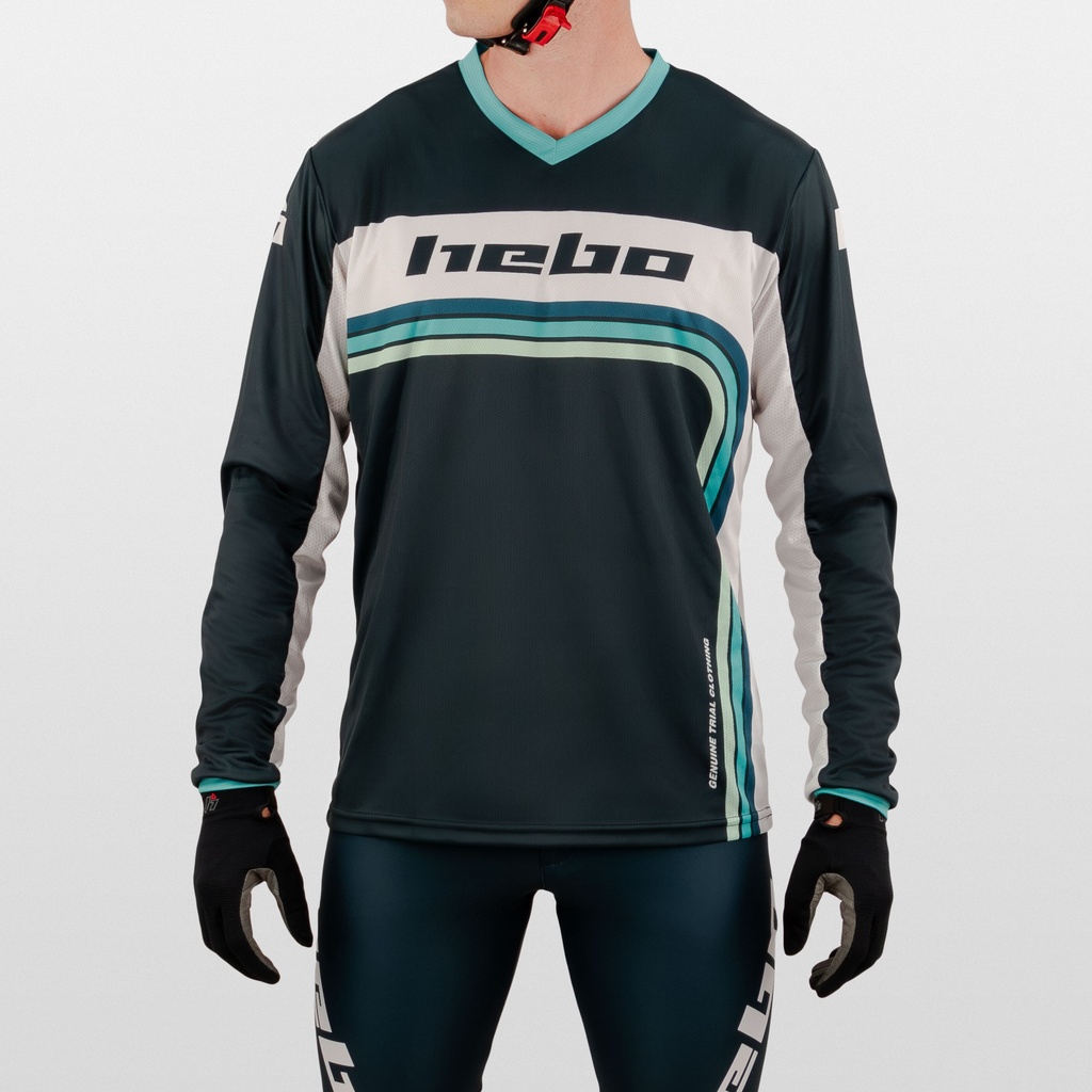 Hebo Pro Trial Retro Jersey (Green) - Lifestyle (Front)