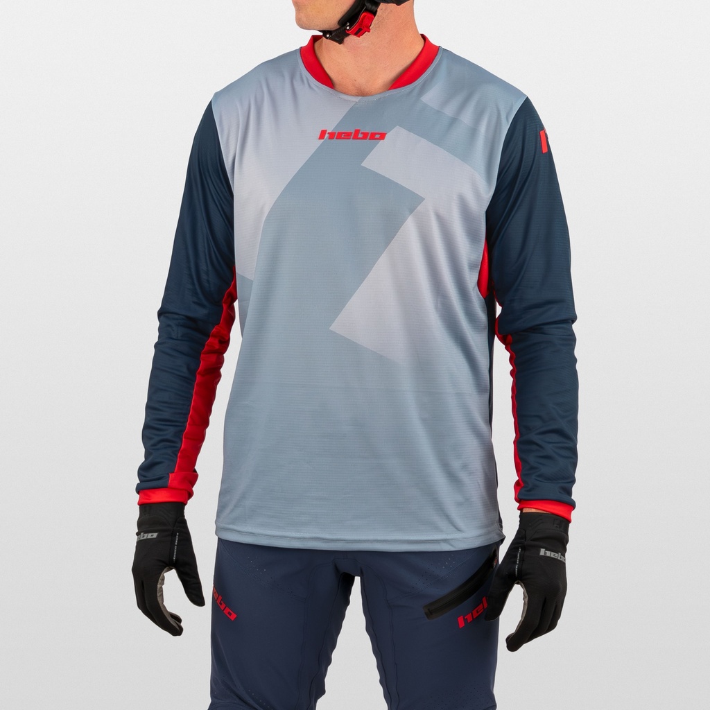 Hebo Tech Jersey with Breathable Lightweight Polyester Fabric (Blue) - Front (Lifestyle)