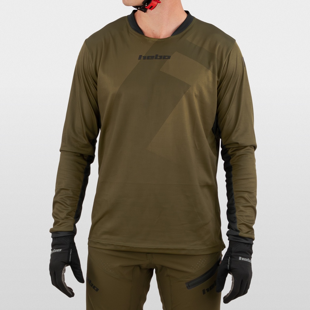 Hebo Tech Jersey with Breathable Lightweight Polyester Fabric (Khaki) - Front (Lifestyle)