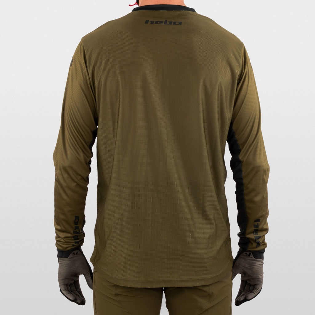 Hebo Tech Jersey with Breathable Lightweight Polyester Fabric (Khaki) - Back (Lifestyle)