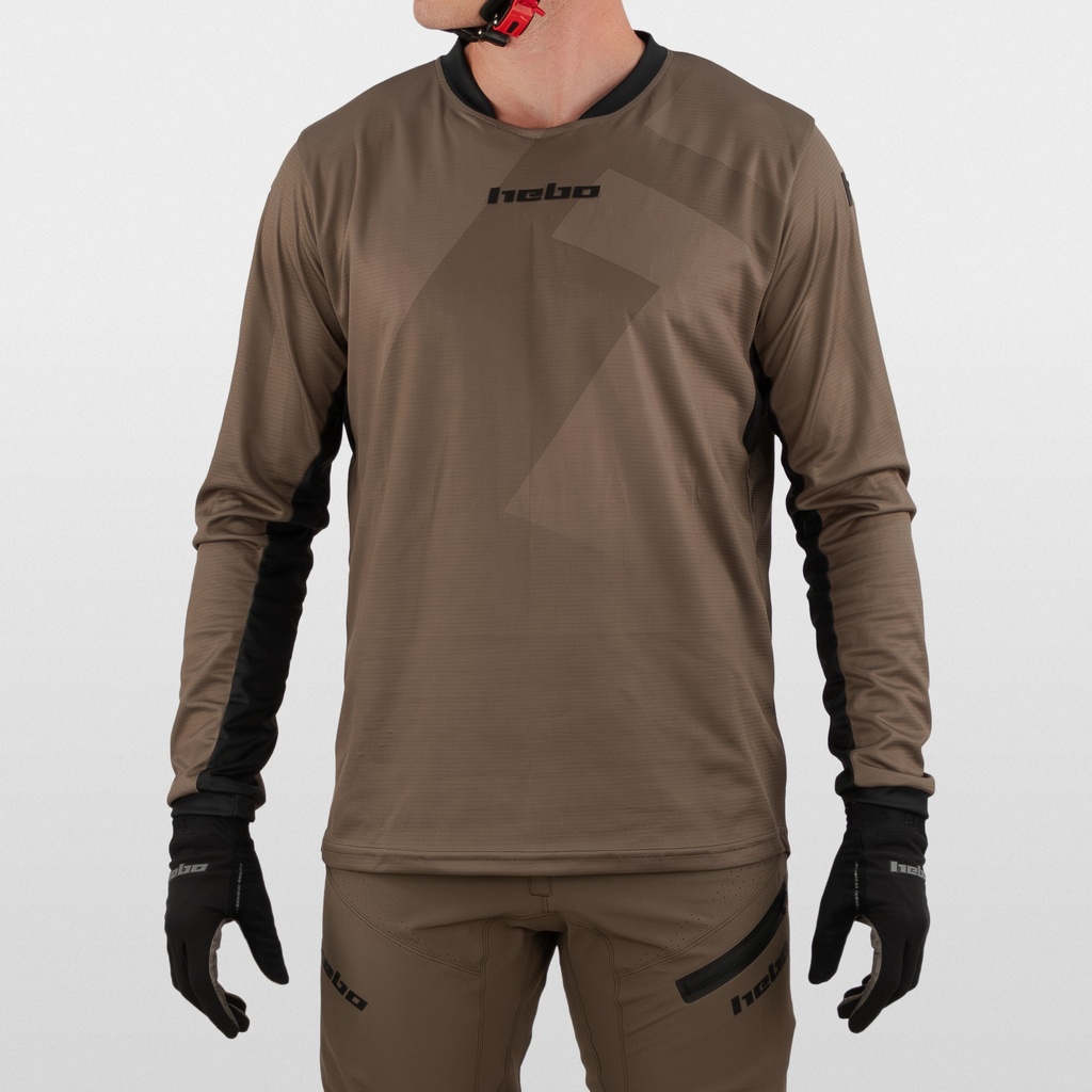 Hebo Tech Jersey with Breathable Lightweight Polyester Fabric (Taupe) - Front (Lifestyle)
