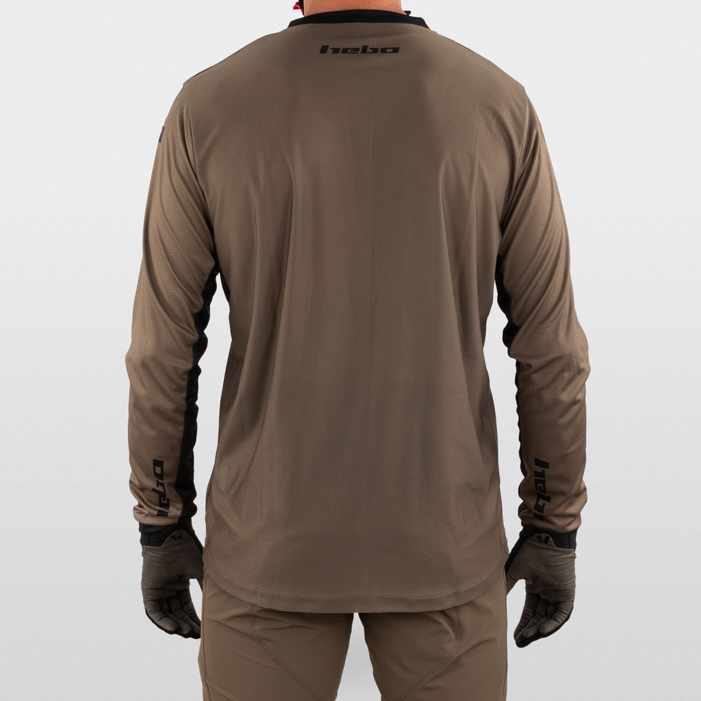 Hebo Tech Jersey with Breathable Lightweight Polyester Fabric (Taupe) - Back (Lifestyle)