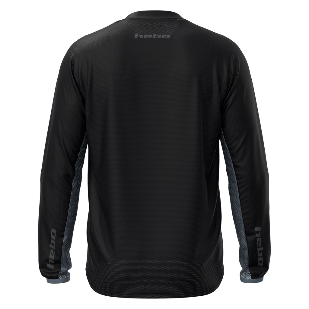 Hebo Tech Jersey with Breathable Lightweight Polyester Fabric (Black) - Back