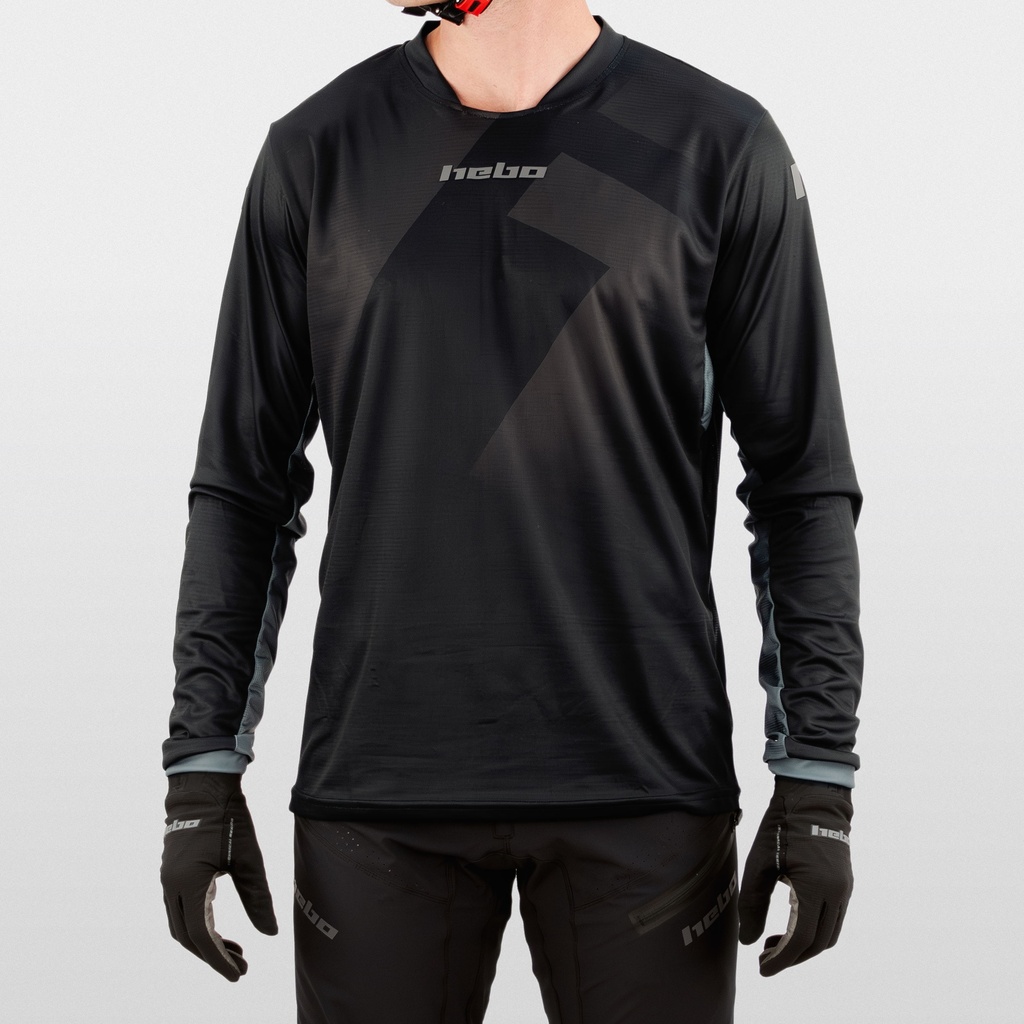 Hebo Tech Jersey with Breathable Lightweight Polyester Fabric (Black) - Front (Lifestyle)