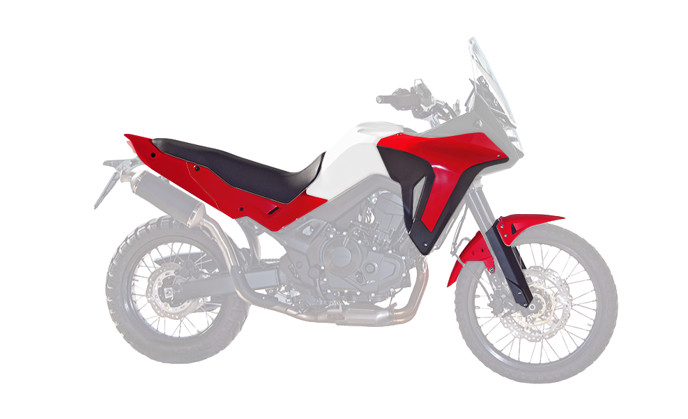 RTech Complete Plastic Kit for Honda Transalp 750 Models (2023 to 2025) - 7 PCS - (Red / Black / White)