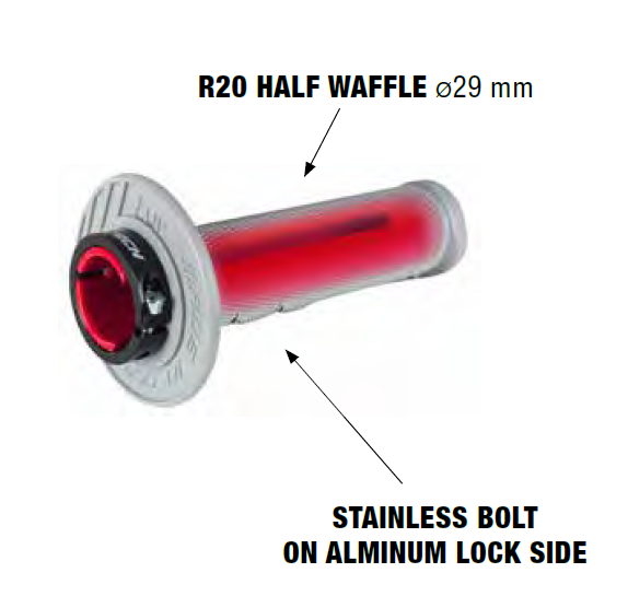 RTech R20 Lock-On Grips for Beta RR Bikes - Half Waffle (Grey)