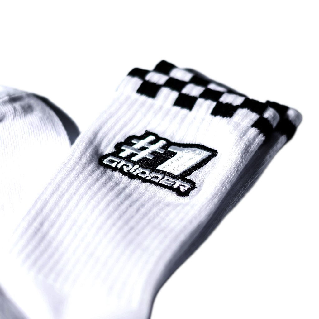 #1 Gripper Adult Crew Socks - White