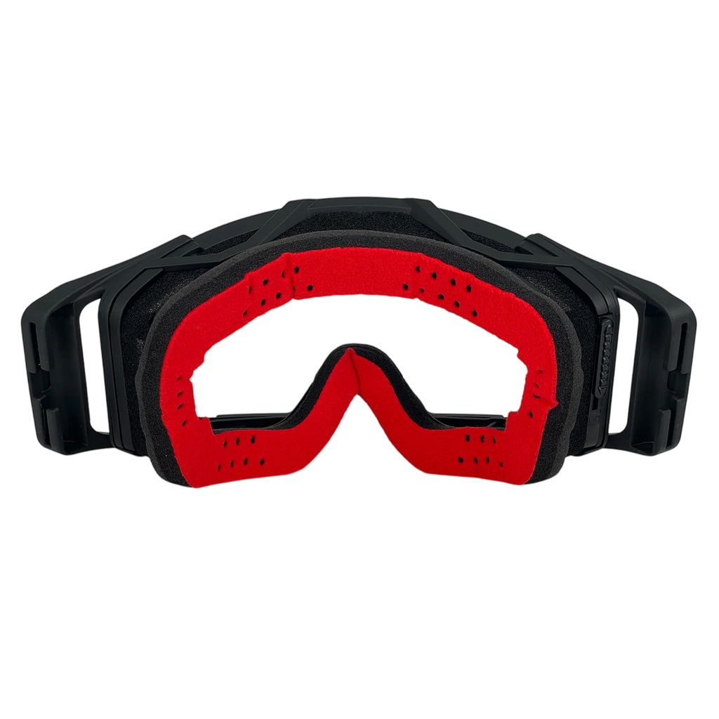 Viral Signature Series Offroad Goggle With Clear Lens ( Red/Black/Cyan )
