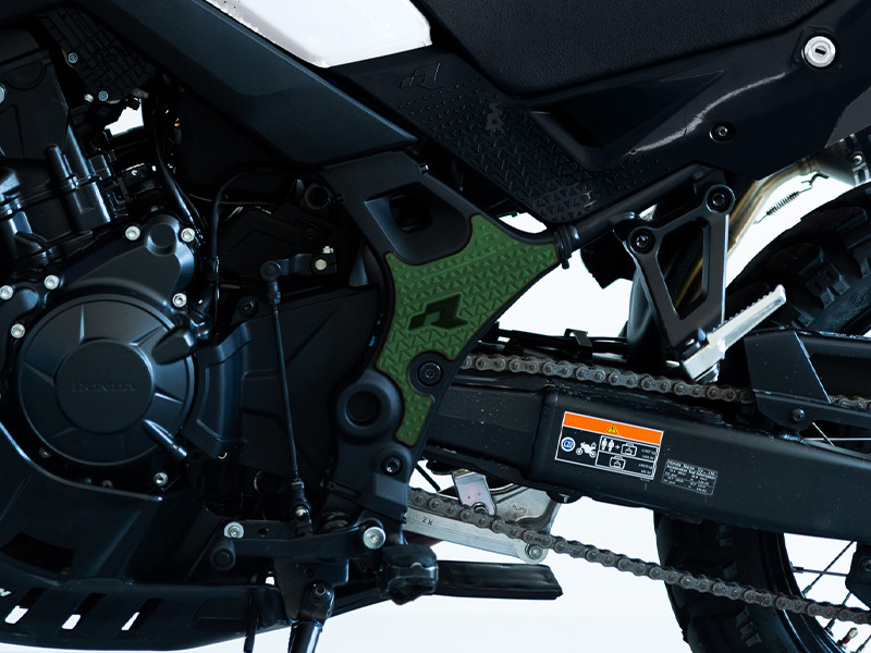 RTech Bi-Material Frame Protectors for Honda Transalp 750 (2023-2026) - Left Side (Installed)