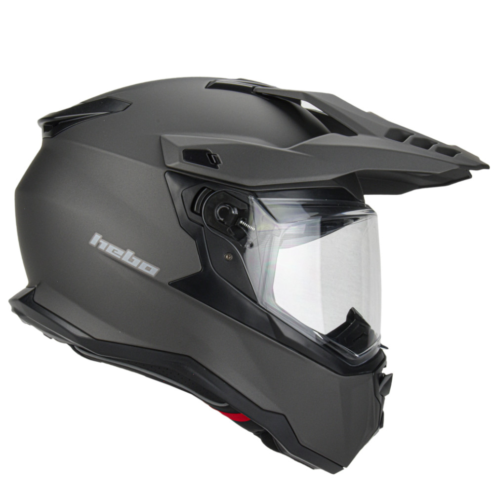 Hebo Transam Trial Helmet (Titanium) - Side Closed
