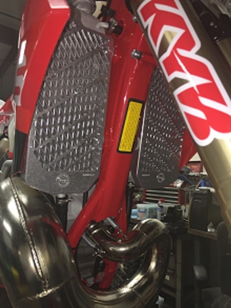 Bullet Proof Designs Aluminum Radiator Guard for GasGas and RIEJU Bikes (2018-2023) - (Silver)