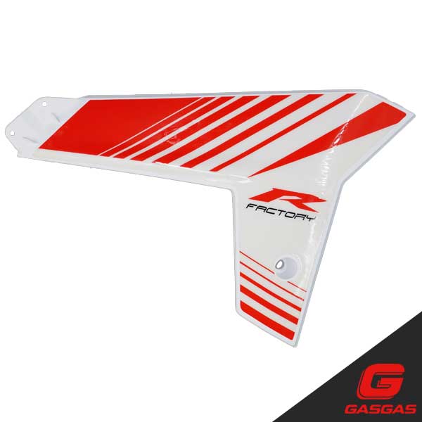 GASGAS Cover, Radiator, Lower Right, White w/Decal, GasGas 2013, BE915103013CT (Limited Availability)