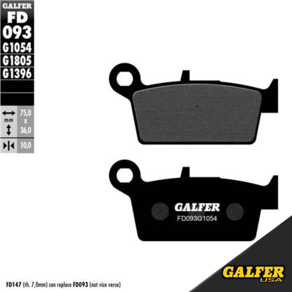 Galfer - Pads, Brake, FD093, G1054, Semi-Metallic