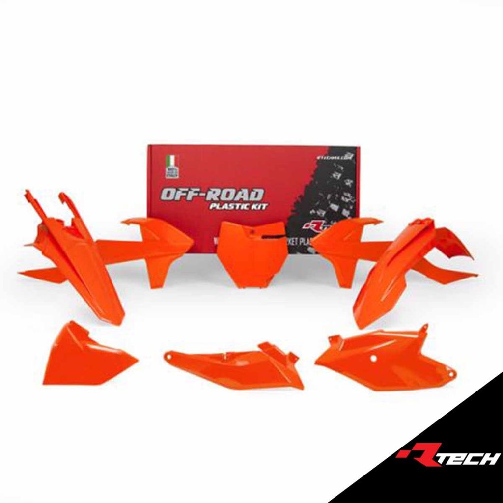 RTech R-KITKTM-OEM-185 Plastic Kit - KTM SX Models (2018 to 2024) - 6 PCS - (K Orange / White / Black)