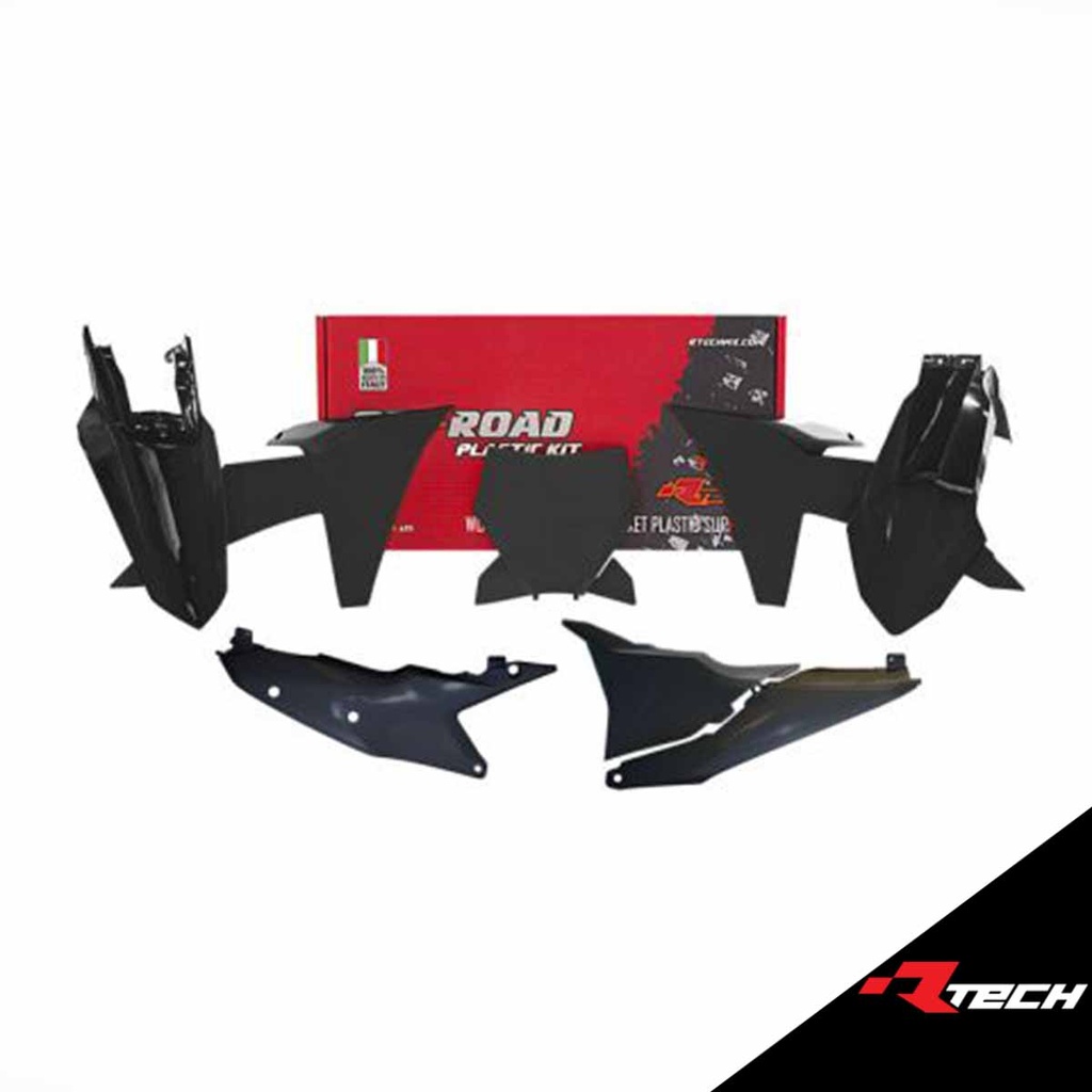 RTech R-KITKTM-NR0-023 Plastic Kit with Left Airbox Cover - KTM SX/SXF/XC/XCF Models (2022 to 2024) - 6 PCS - (Black)