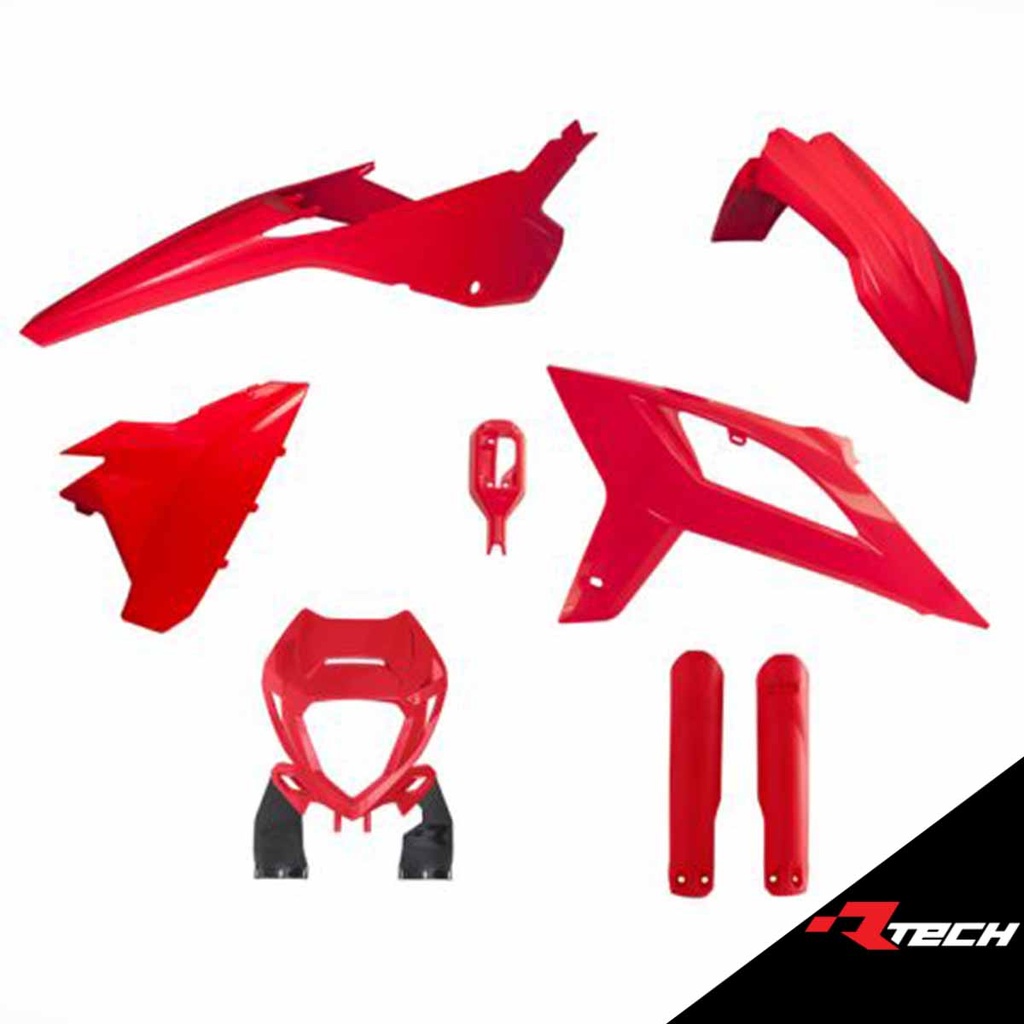 RTech Enduro Full Plastic Kit with Front Headlight Plastic & Factory Wrap Fork Protectors - Beta RR Models (2020 to 2022) - 6 PCS