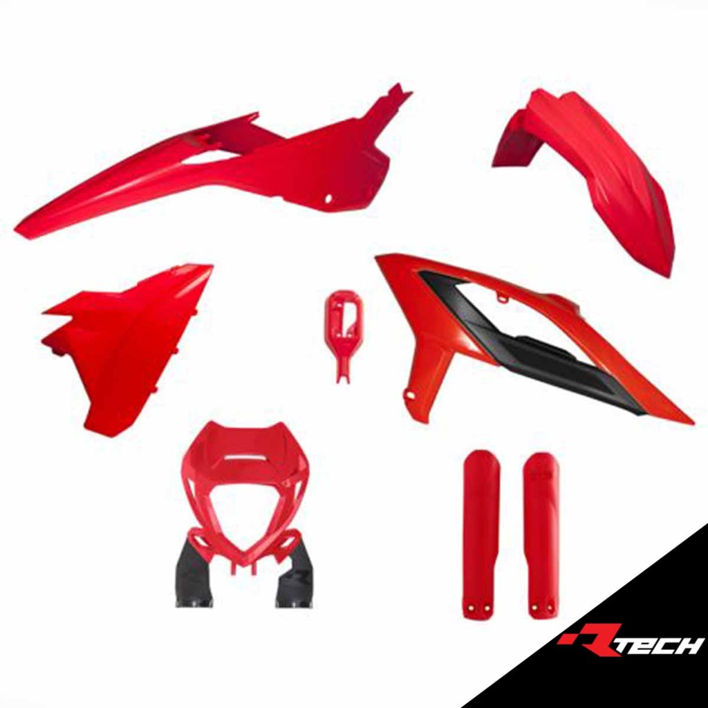 RTech Enduro Full Plastic Kit with Front Headlight Plastic & Factory Wrap Fork Protectors - Beta RR Models (2023 to 2024) - 6 PCS