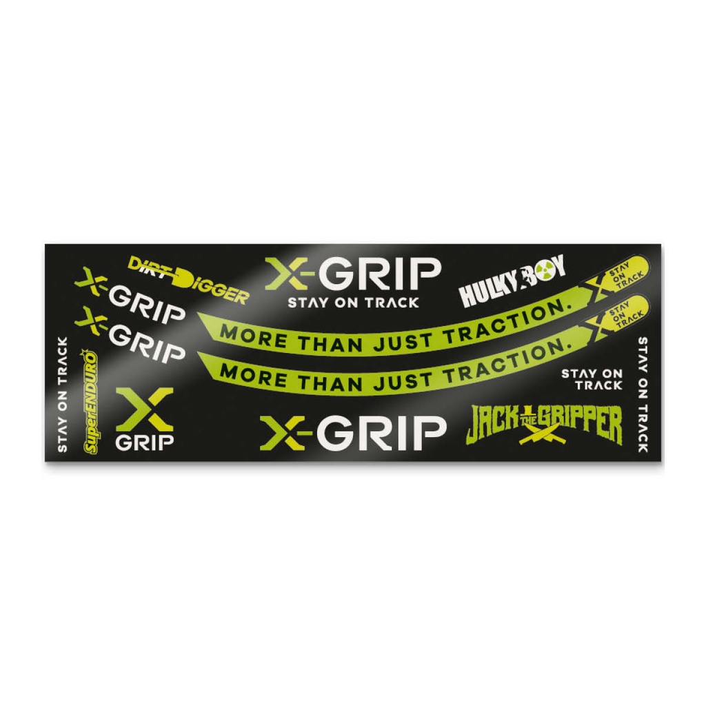 X-Grip Sticker Kit with Rim and Logo Decals - 13 PCS - (Black/Green/White)