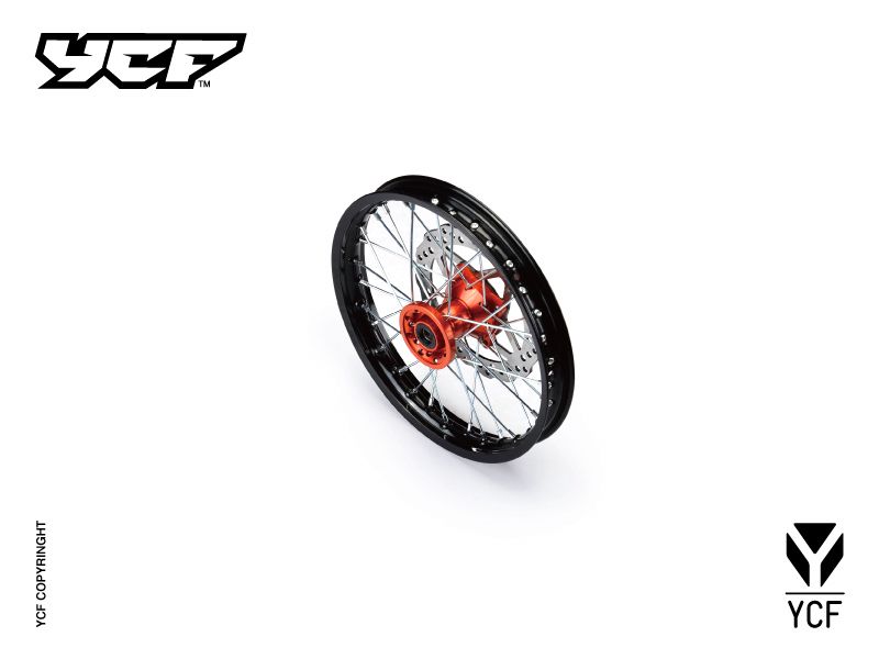 YCF 17" Front Aluminum Wheel with Brake Rotor & Sprocket for Bigy Bikes (2024-2025) - (Orange)