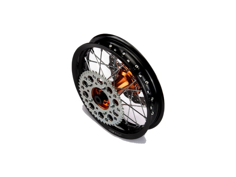 YCF 12" Rear Aluminum Wheel with Brake Rotor & Sprocket for Select YCF Bikes (2024-2025) - (Orange)