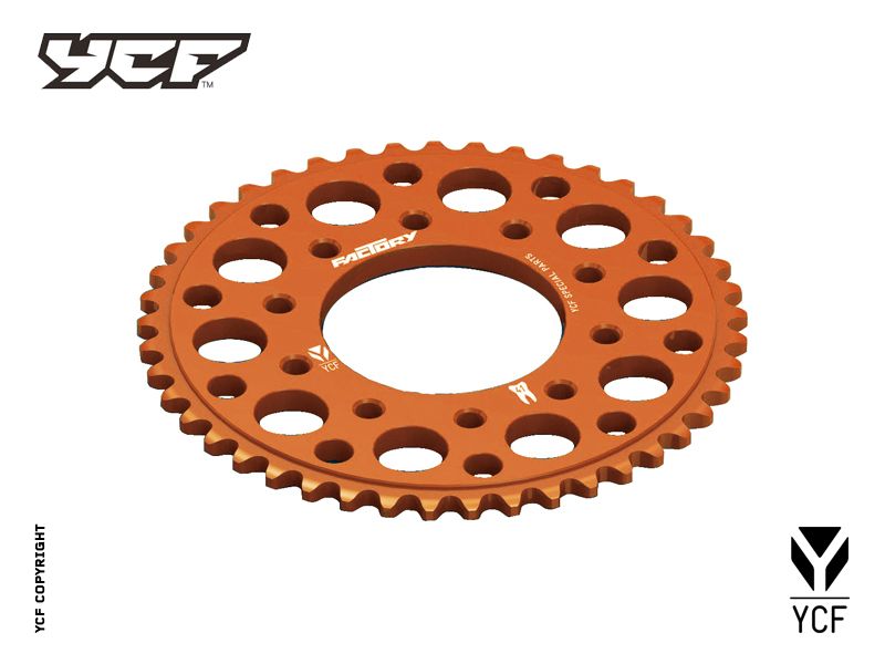 YCF 41T Aluminum Sprocket with 5-Bolt Fixation for Select YCF Bikes (2024-2025) - (Orange)