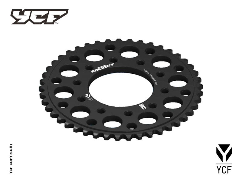 YCF 43T Aluminum Sprocket with 5-Bolt Fixation for Select YCF Bikes (2024-2025) - (Black)