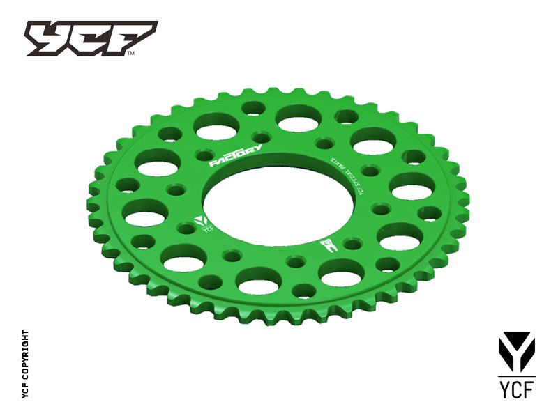 YCF 43T Aluminum Sprocket with 5-Bolt Fixation for Select YCF Bikes (2024-2025) - (Green)