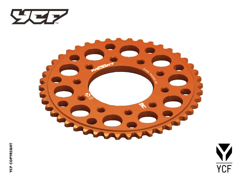 YCF 43T Aluminum Sprocket with 5-Bolt Fixation for Select YCF Bikes (2024-2025) - (Orange)