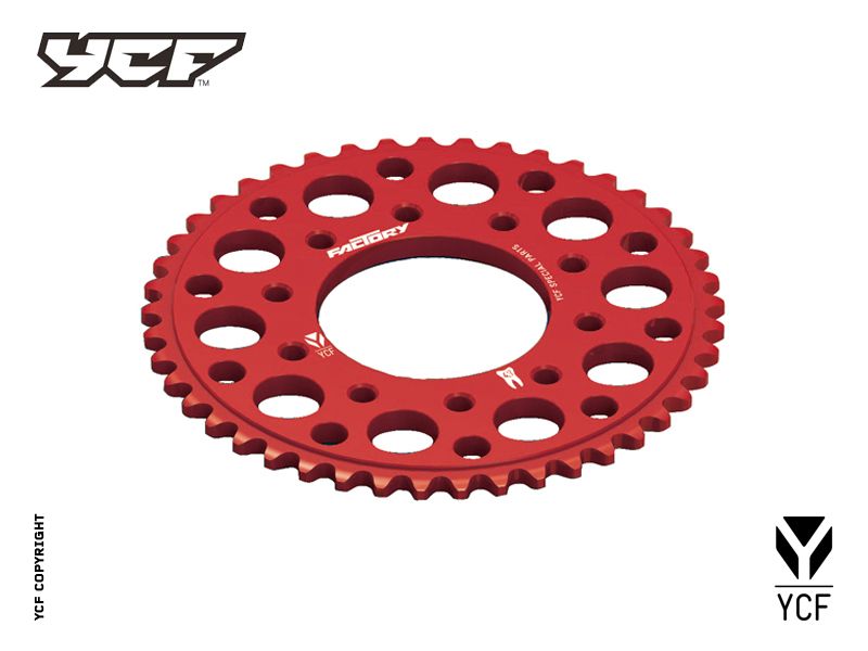 YCF 43T Aluminum Sprocket with 5-Bolt Fixation for Select YCF Bikes (2024-2025) - (Red)