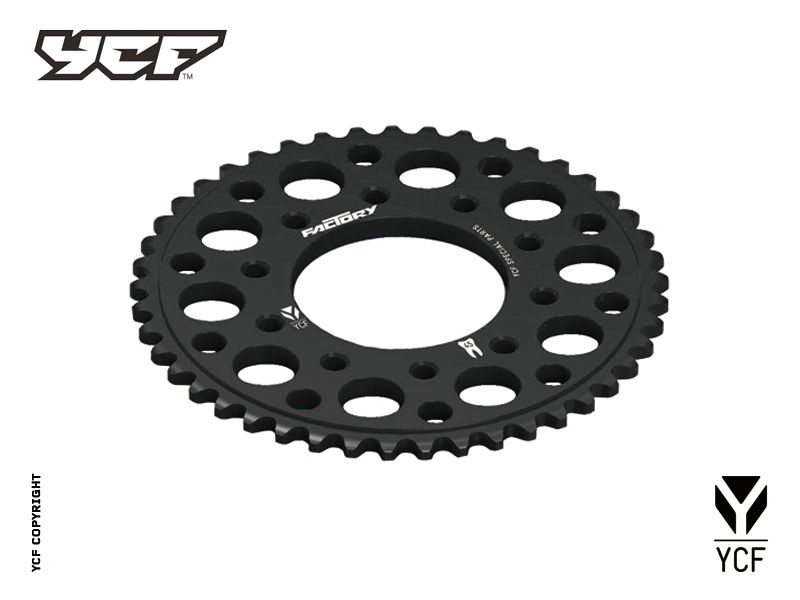 YCF 45T Aluminum Sprocket with 5-Bolt Fixation for Select YCF Bikes (2024-2025) - (Black)