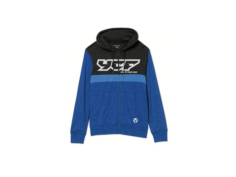 YCF Zip Hoodie with Logo & "Enjoy Your Ride" Text – Small – (Blue/Black)