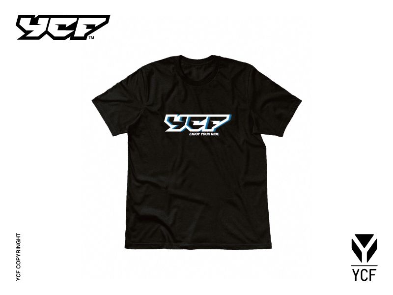 YCF Men's T-Shirt with YCF Logo and "Enjoy Your Ride" Slogan (XL) - (Black)