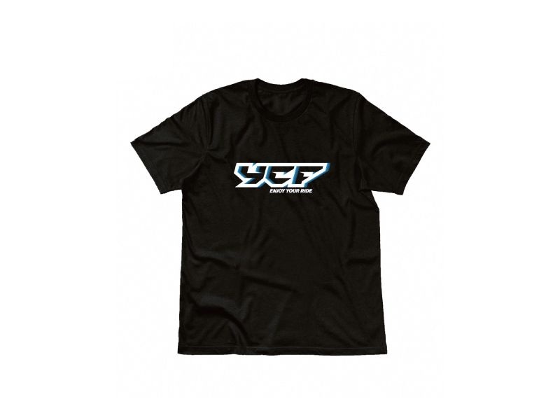 YCF Women's T-Shirt with YCF Logo and "Enjoy Your Ride" Slogan (Medium) - (Black)