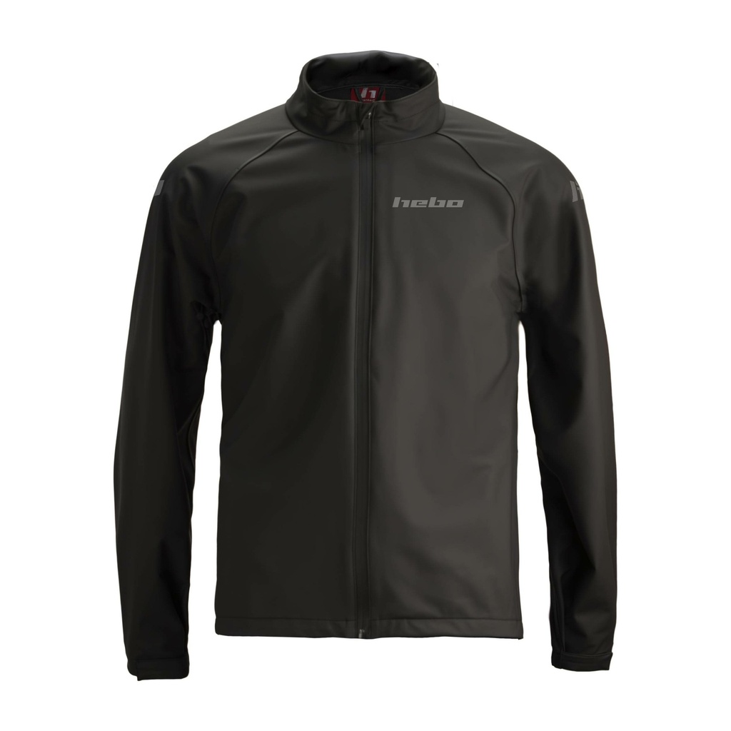 Hebo Rain Jacket with Breathable Fabric and Reflective Logos (Black)   