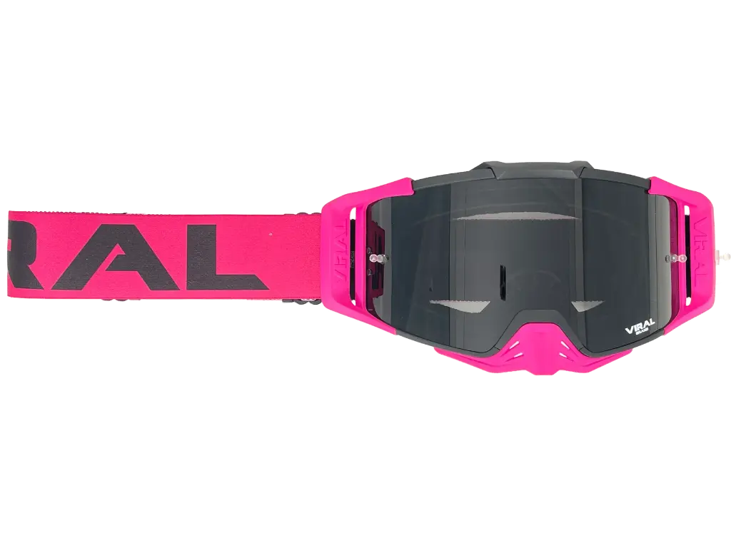 Viral Brand Alpha Series Motocross Goggles with Smoked Lens (Pink)