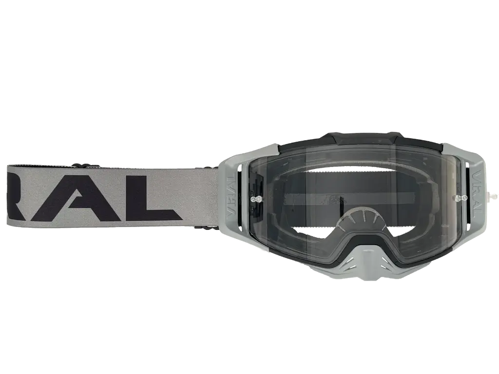 Viral Brand Alpha Series V2 Motocross Goggles with Clear Lens (Grey)