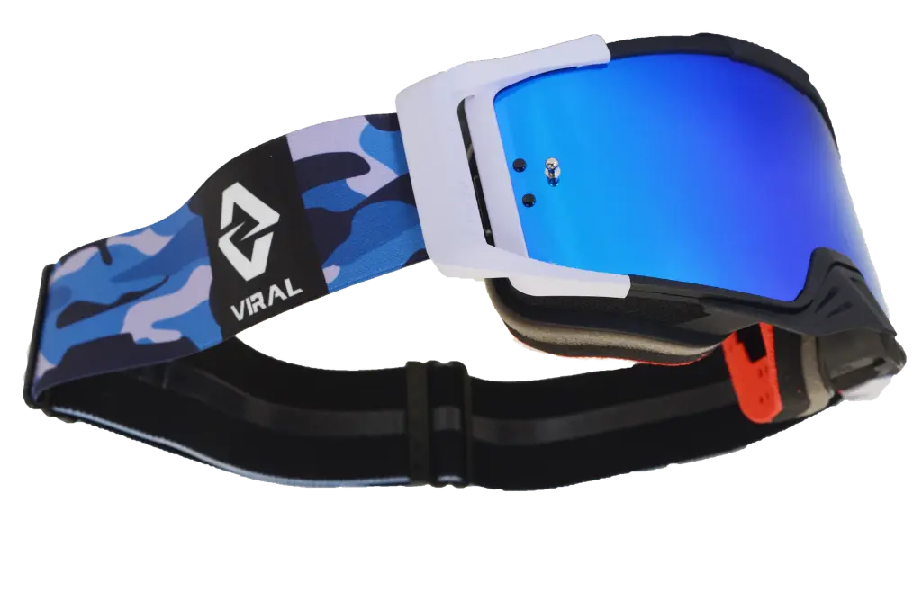 Viral Brand Signature Series Pro MX Goggles with Revo Lens (Blue Camo)