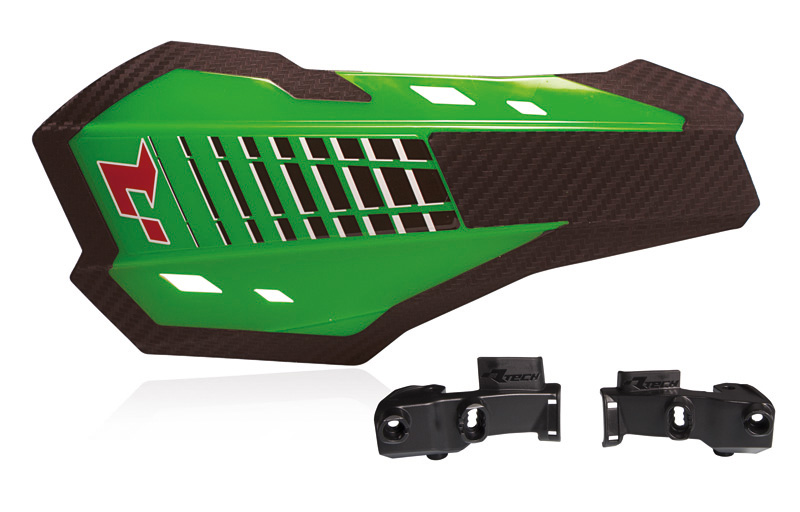 RTech HP2 Handguards with Nissin Lever Mount Kit for Honda/Kawasaki Bikes (2019–2025) - (KX Green)