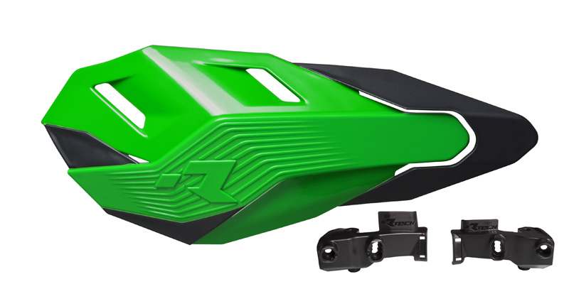 RTech HP3 Handguards with Nissin Mount Kit for Honda/Kawasaki Bikes (2019-2023) - (KX Green)