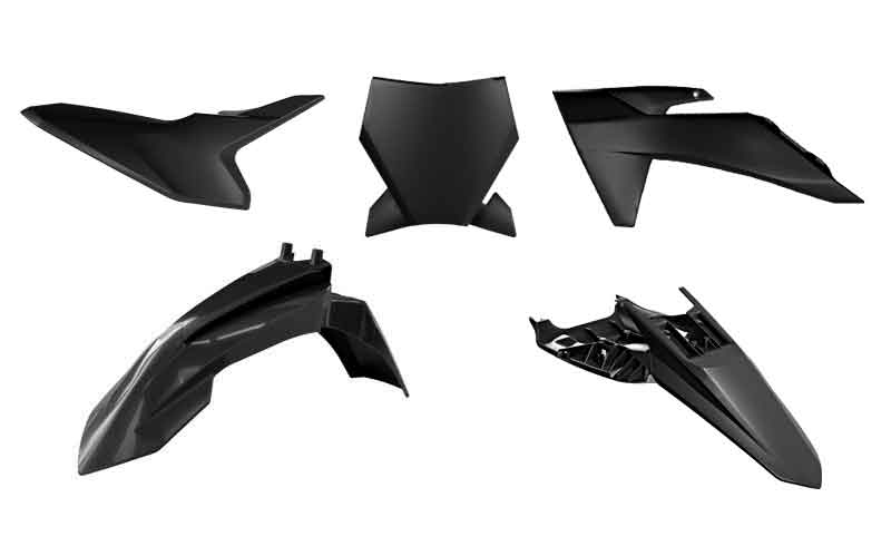 RTech Body Plastic Kit for KTM SX 50 Bikes (2024-2025) - 5 Pcs - (Black)
