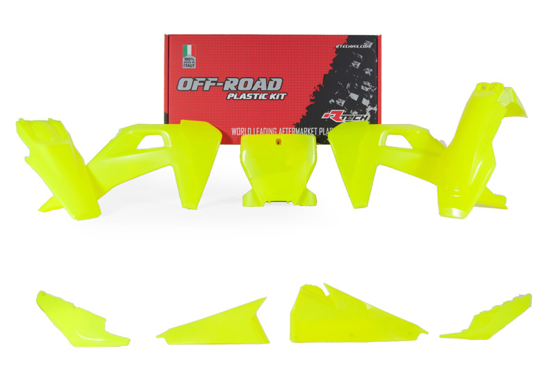 RTech Plastic Kit for Husqvarna FC, TC, FX, and TX Bikes (2018-2022) - 6 PCS - (Neon Yellow)