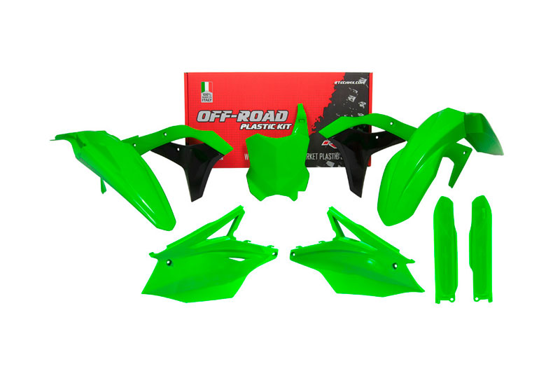 RTech Plastic Kit for Kawasaki KX 250 Bikes (2017-2020) - 6 Pcs - (Neon Green) 