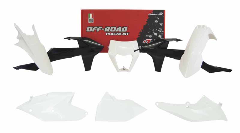 RTech Plastic Kit for KTM EXC, EXCF & XC-W Bikes (2017-2019) - 6 PCS - (White/Black)