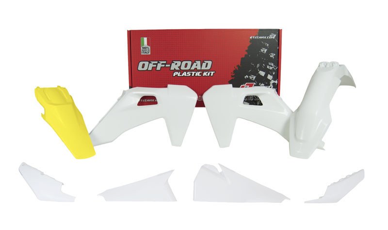 RTech Plastic Kit for Husqvarna FE and TE Bikes (2020-2023) - 5 PCS - (White/Husqvarna Lemon Yellow)