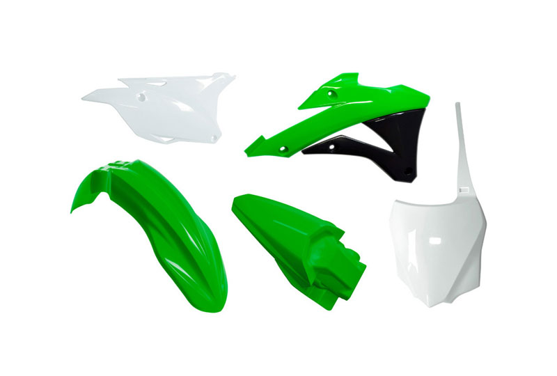 RTech Plastic Kit for Kawasaki KX 85 and 100 Bikes (2014-2021) - 5 PCS - (KX Green/White) 