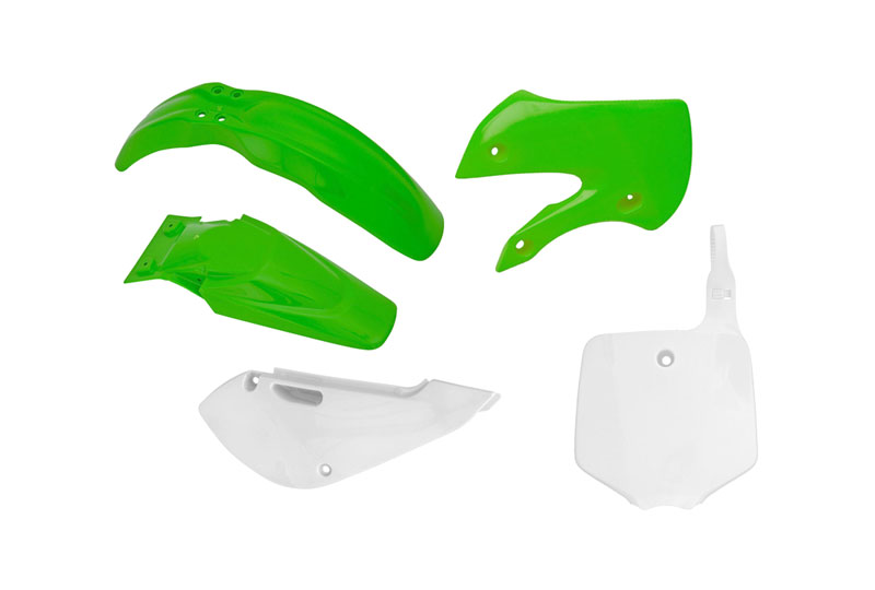 RTech Plastic Kit for Kawasaki Bikes (2001-2024) - 5 PCS - (KX Green/White)  