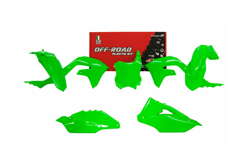 RTech Plastic Kit for Kawasaki Bikes (2019-2024) - 5 Pcs - (Neon Green)