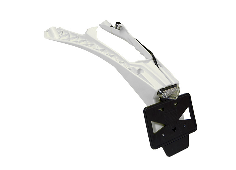 RTech Integra License Plate Holder with LED Taillight for Husqvarna Bikes (2017-2019) - USA Version - (White) 